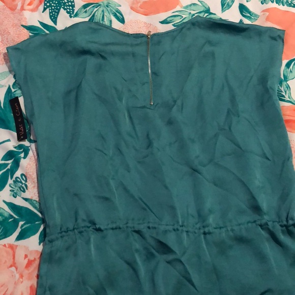 Teal blouse with cinched waist strings - Picture 2 of 2